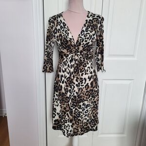 Colori Chic Animal Print Long Sleeve Dress sz M